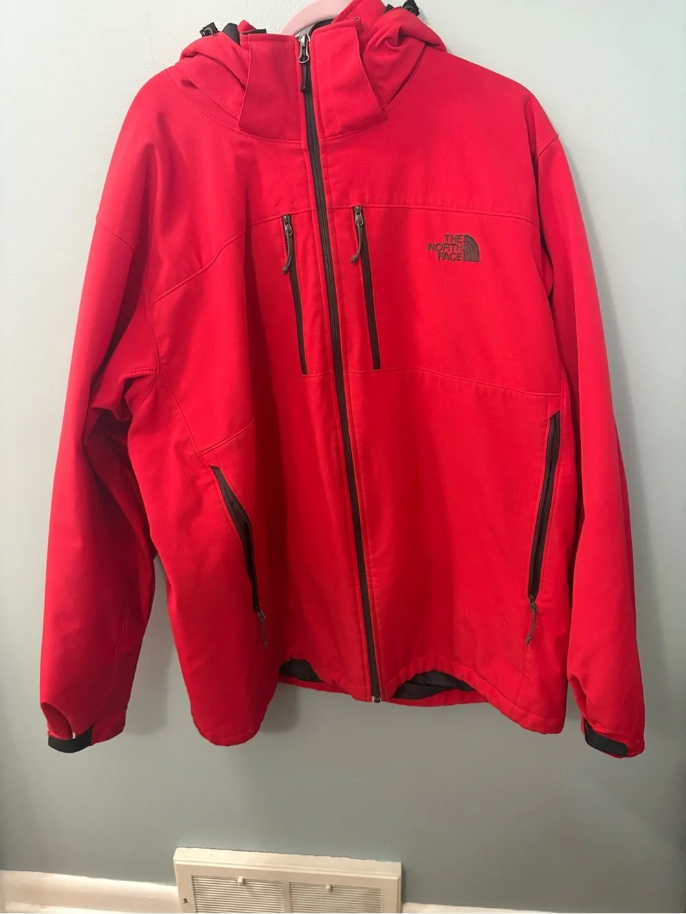 The North Face Men's Bright Red Hooded Raincoat